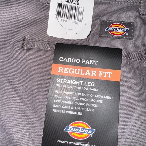 DICKIES Flex Regular Fit Cargo Straight Leg Pant Men's 40X30 Gravel Grey WP595VG - Picture 8 of 8